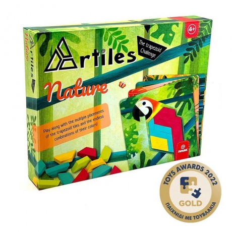 Svoora Artiles Σύνθεση Σχημάτων με Ξύλινα Τουβλάκια και 4 Κάρτες 'Φύση'